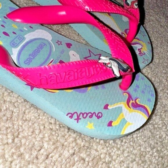 Havaianas Pink/ Ice Blue Unicorn Flip Flops Toddler Girls Size 11 / 12 C - Picture 5 of 5